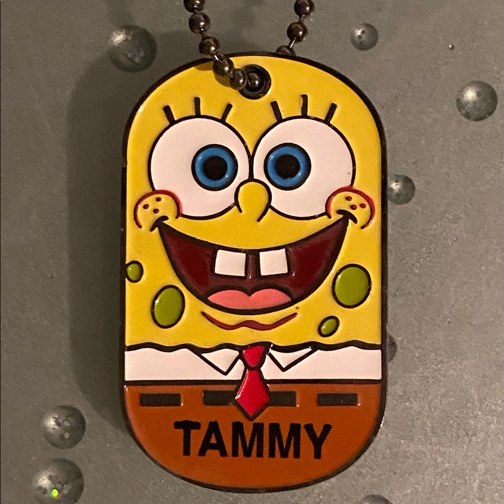 Universal Studios Spongebob Square Pants Name Tag TAMMY Dog Tag Necklace 23”